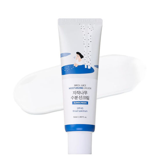 Picture of ROUND LAB Birch Juice Moisturizing UV LOCK 1.69 Fl Oz SPF 45 broad spectrum, A moisturizing sunscreen, No White Cast, Strong UV Protection, Moist Essence Type, Ocean Friendly-Reef Safe