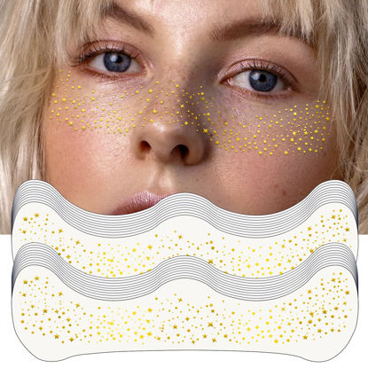Picture of YGQQOY Glitter Freckles Face Tattoo,20pcs Freckle Tattoos, Glitter Freckles,Sparkle Freckles, Gold Freckles, Gold Face Glitter Speckles