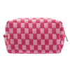 Picture of PAZIMIIK Checkered Makeup Bag for Purse Portable Zipper Make Up Pouch Small Cosmetic Case for Travel Accessories (Hotpink)