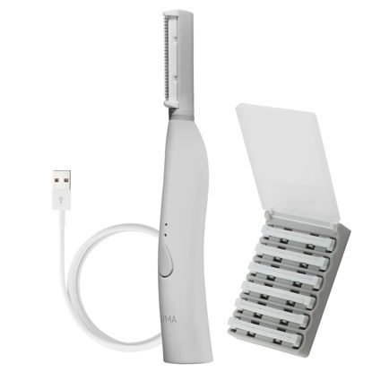 Picture of SPA SCIENCES - SIMA Dermaplaning Tool - Patented Painless 2 in 1 Facial Exfoliation & Peach Fuzz-Hair Removal System w/ 7 Weeks Treatment Included - Anti-Aging - 3 Speeds - Rechargeable