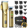 Picture of FADEKING® Professional Hair Clippers for Men - Cordless Hair Clippers, LCD Display Barber Clippers for Hair Cutting & Mens Grooming with Travel Case (Gold+Bronze)