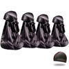 Picture of 4PCS Silky Durags for Men Women 360 Waves with 1 Wave Cap, Silky Satin Durag Extra Long Tails Black Black Black Black