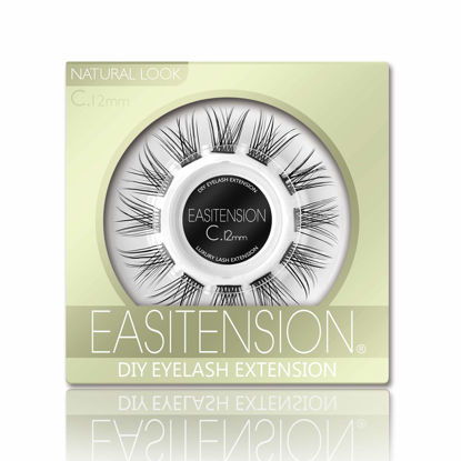 Picture of DIY Eyelash Extension, Glue Bonded Band Individual Lash 12 Clusters Natural Lashes Set, Home Eyelash Extension, C curl Lashes Pack (12MM-Natural)