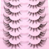Picture of Manga Lashes Fox Eye False Eyelashes Natural Look Faux Mink Lashes Wispy Clear Band Spiky Cat Eye Strip Eyelashes Pack, 7 Pairs