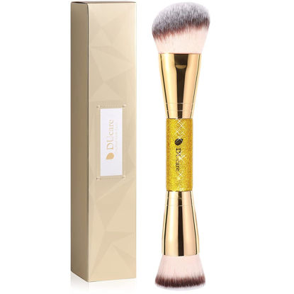 Picture of DUcare Foundation Brush Contour Bronzer Makeup Brush Double Ended Self Tanner Brush Sculpting Brush for Blending Liquid Powder Concealer Cream Cosmetics Blush Buffe