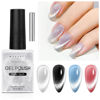 Picture of Makartt Cat Eye Gel Nail Polish: Universal Jelly Holographic Cateye Gel Polish 1 Color Silver Glitter Shimmer Nail Polish Gel with Magnet Stick Soak Off UV Gel for Nail Art Salon Manicure DIY at Home