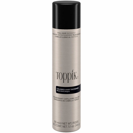 Picture of Toppik Colored Hair Thickener, Black, Volumizing Root Touch Up Concealer Hair Color Spray, Colored Spray for Root Touch Up, Cover Up, Hair Thickening, Hair Building Fiber Spray, 5.1oz Spray
