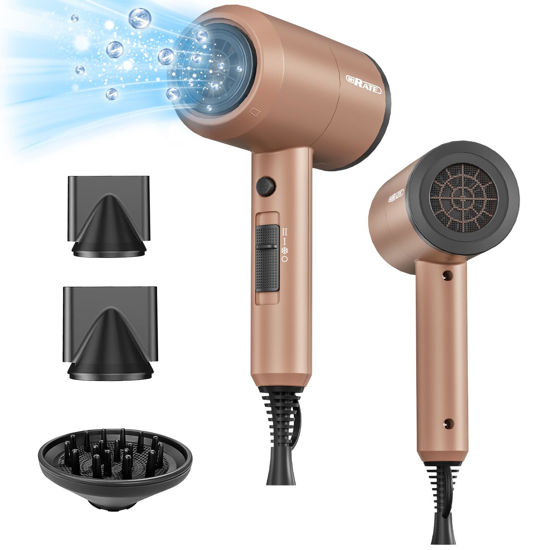 Picture of SHRATE Lightweight Ionic Hair Dryer with Diffuser - Powerful 1800W Blow Dryer for Fast Drying - Professional Low Noise Mini Hair Dryer for Travel, Gifts, Hair Styling