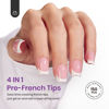 Picture of Beetles French Tip Press On Nails: Valentines Day Gifts for Her 150 Pcs Pink Short Square Press On Nails 4 in 1 Nail Tips, Pre-Applied Primer & Base Coat, No File Need DIY Manicure for Nail Extension