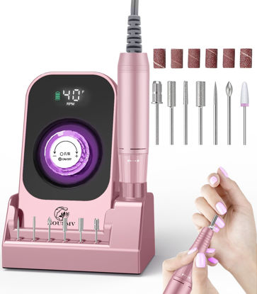 Picture of Portable Electric Nail Drill File: 40000RPM Professional Rechargeable Nail E File Machine, Cordless Nail Drill with Bits & Base for Acrylic Nails Remove Nail Gel Polish Manicure for Salon Home