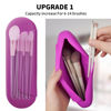 Picture of AGIKET Silicone Makeup Brush Holder Travel Cosmetic Bag：Soft Portable Cosmetic Face Brushes Holder with Upgrade Anti-Fall Out Magnetic Closure, Large Travel Makeup Brush Case - Bright Pink