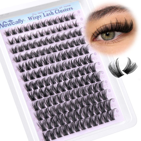 Picture of Lash Clusters Wispy Lash Extension D Curl Eyelash Clusters Natural Look 10-18mm Cluster Eyelash Extensions 144Pcs Volume Individual Lashes Spiky Cluster Lashes Manga by Newcally