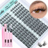 Picture of Cluster Lashes Kit Natural Look Cluster Eyelash Extension Kit Wispy Eyelash Clusters Kit Spiky DIY Lash Extension Kit CD Curl 10-16MM Manga Individual Lashes Kit by Newcally