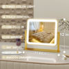 Picture of ROLOVE Gold Vanity Mirror with Lights, 14"×12" LED Makeup Mirror, Lighted Makeup Mirror with Lights, Smart Touch Control 3 Colors Dimmable, Lighted Up Mirror for Makeup Desk, 360° Rotation