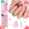 Picture of Beetles French Tip Press On Nails, 16 Sizes 224 Pcs Pink Short Almond Press On Nails 4 In 1 Gel Nail Tips Pre-Applied Primer Base Coat Soak Off Uv Nail Extension DIY Manicure Valentines Gift for Women