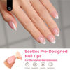 Picture of Beetles French Tip Press On Nails, 16 Sizes 224 Pcs Pink Short Almond Press On Nails 4 In 1 Gel Nail Tips Pre-Applied Primer Base Coat Soak Off Uv Nail Extension DIY Manicure Valentines Gift for Women
