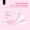 Picture of Beetles French Tip Press On Nails, 16 Sizes 224 Pcs Pink Short Almond Press On Nails 4 In 1 Gel Nail Tips Pre-Applied Primer Base Coat Soak Off Uv Nail Extension DIY Manicure Valentines Gift for Women