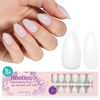 Picture of Beetles Press On Nails Short Almond - 4 in 1 Matte Milky White Soft Gel Nail Tips 224PCS Pre-Applied Tip Primer Nails Press ons 16 Sizes Glue on Nails-Perfect for Girls&Women