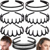 Picture of ULTIMUTE 8 PCS Fashion Effortless Plastic Headbands with Teeth Comb Black Skinny Headbands No Slip Hair Accessories Bands for Women Men Teen Girls, Lacquered Black