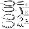 Picture of ULTIMUTE 8 PCS Fashion Effortless Plastic Headbands with Teeth Comb Black Skinny Headbands No Slip Hair Accessories Bands for Women Men Teen Girls, Lacquered Black