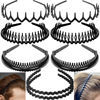Picture of ULTIMUTE 8 PCS Fashion No Slip Effortless Plastic Headbands with Teeth Comb Black Skinny Headbands Hair Accessories Bands for Women Men Teen Girls, Classic Black Bright