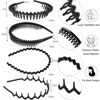Picture of ULTIMUTE 8 PCS Fashion No Slip Effortless Plastic Headbands with Teeth Comb Black Skinny Headbands Hair Accessories Bands for Women Men Teen Girls, Classic Black Bright