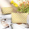 Picture of SOIDRAM 2 Pcs Checkered Makeup Bag Large Cosmetic Bag Toiletry Bag Makeup Pouch Travel Bag Organizer Cute Makeup Brushes Aesthetic Accessories Storage Bag for Women Golden Yellow