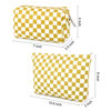 Picture of SOIDRAM 2 Pcs Checkered Makeup Bag Large Cosmetic Bag Toiletry Bag Makeup Pouch Travel Bag Organizer Cute Makeup Brushes Aesthetic Accessories Storage Bag for Women Golden Yellow
