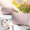 Picture of SOIDRAM 2 Pcs Checkered Makeup Bag Large Cosmetic Bag Toiletry Bag Makeup Pouch Travel Bag Organizer Cute Makeup Brushes Aesthetic Accessories Storage Bag for Women Purple