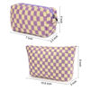 Picture of SOIDRAM 2 Pcs Checkered Makeup Bag Large Cosmetic Bag Toiletry Bag Makeup Pouch Travel Bag Organizer Cute Makeup Brushes Aesthetic Accessories Storage Bag for Women Purple