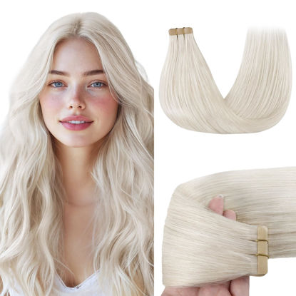 Picture of GOO GOO Tape in Hair Extensions Human Hair, 1000 24inch 50g 20pcs, Thick Ends Straight Seamless, Invisible Tape in Hair Extensions Human Hair