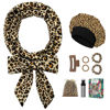 Picture of Gwabee No Heat Overnight Curl Headband - 70" Soft Ribbon Wrap for Long Hair, 9 PCS Curling Rods Set - Leopard Print Curls Headband