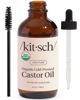 Picture of Kitsch Organic Castor Oil, 100% Pure, Cold Pressed Unrefined Glass Bottle, Castor Oil For Hair Growth, Face, Eyelashes, Eyebrows, Scalp and Nails, Skin Moisturizer, Hexane Free, USDA Organic 4oz