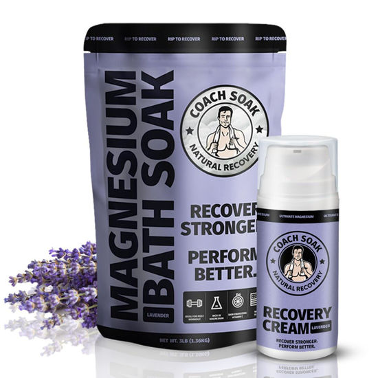 Picture of Coach Soak Recovery Bath Soak and Magnesium Lotion with MSM Lavender Bundle