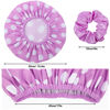Picture of 2 Sets Large Shower Caps for Women, Waterproof Shower Cap Double Layers Bath Caps Stocking Stuffers for Women Long Thick Hair (Purple/Orange)