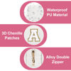 Picture of Small Personalized Initial A-Z Preppy Patch Makeup Bag,White PU Chenille Letter Travel Cosmetic Pouch with Zipper,Cute Toiletry Bag,Gift Ideal for Teen Girls Women Teacher Bridesmaid,Letter A