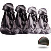 Picture of 4PCS Silky Durags for Men Women 360 Waves with 1 Wave Cap, Silky Satin Durag Extra Long Tails