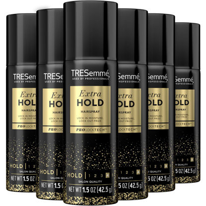 Picture of TRESemmé Travel-Size Hairspray 6-Pack - TRES Two Aerosol Hair Spray Extra Hold, Anti-Humidity, Anti-Frizz Hair Products, 1.5 Oz Ea