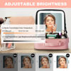 Picture of Mocado Travel Makeup Bag with LED Lighted Mirror, Travel Makeup Organizer, Makeup Case with 3 Color Lighted Setting and 10x Magnifying Mirror, Portable Storage and Adjustable Dividers Makeup Box(Pink)