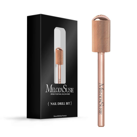 Picture of MelodySusie Safety Nail Drill Bits, 3/32'' Smooth Round Top Large Barrel Carbide Bits, Suitable for Manicure Pedicure Cuticle Gel Polishing, Beginners Bits, Rose Gold, Series Bit-S, Double Fine