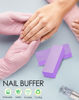 Picture of Maryton Nail Buffer Block, Medium/Fine Grit 100/180 Finishing Buffers for Acrylic Nails Gel Polish Nails, 3 Way Professional Pedicure Manicure Buffer Kits, 5 Count (Purple)