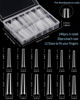 Picture of MORGLES 240 Pcs Half Cover Coffin Nail Tips Clear Acrylic Extra Long False Nail Tips with Glue, Clipper, Files and Cuticle Fork for Salons and Home DIY