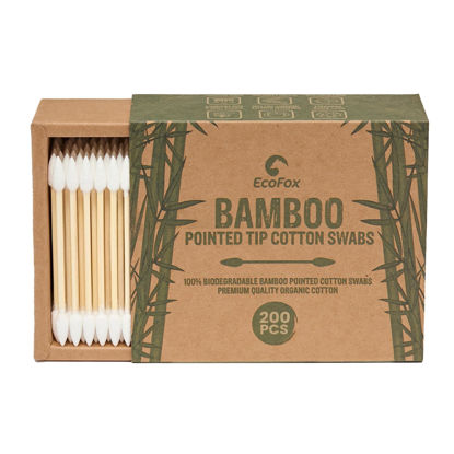 Picture of Precision Tip Cotton Swabs 200 Count | Organic & Biodegradable Pointed Cotton Buds | 100% Eco-Friendly & Natural | Perfect for Makeup, Fine Cleaning, Art