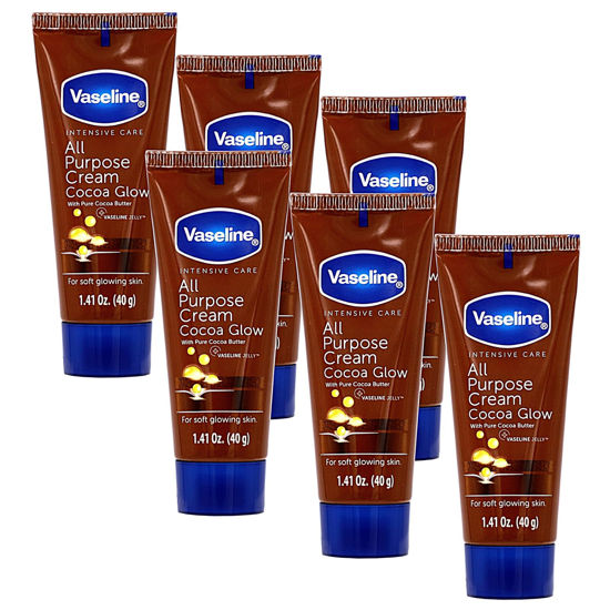 Picture of Vaseline All Purpose Cream Cocoa Glow, with Pure Cocoa Butter, 6-Pack, 1.41 FL Oz Each, 6 Tubes