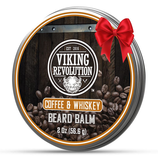 Picture of Viking Revolution Coffee Whiskey Beard Balm for Men - Beard Butter for Men with Argan Oil and Jojoba Oil - Beard Softener and Beard Moisturizer for Men Beard Styling Balm (1 Pack, 2oz)