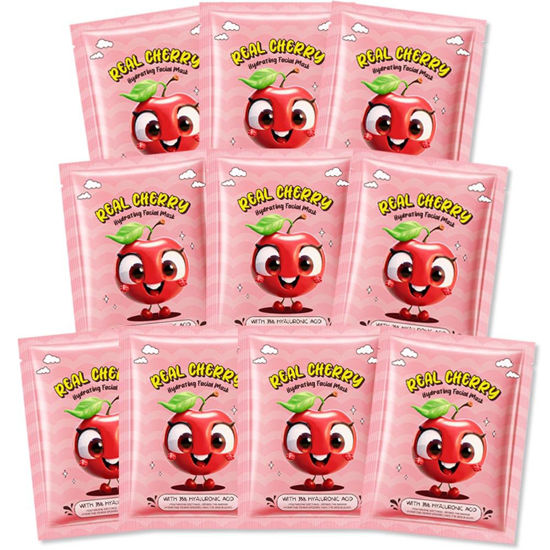 Picture of Kaely 10 Pack Cherry Face Masks for Kids, Spa Party Facial Mask Skincare Set, Sheet Masks Skin Care, Moisturize Brighten Soothe for All Skin Types, Christmas Birthday Gifts for Women Men Girls, 06