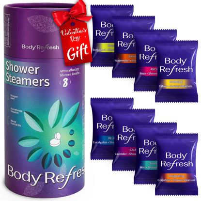 Picture of BodyRefresh Shower Steamers Aromatherapy - Birthday Gifts for Women, 8 Pack Shower Bombs with Essential Oils, Spa Gifts for Women, Mom, Wife, Valentines Day Gifts for Her, Daughter, Teens
