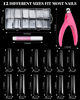 Picture of MORGLES Extra Long Tapered Sqaure Nail Tips, 240 Pcs 3XL Full Cover Fake Tips Clear Gel X Nail Kit with Glue, Clipper, Files and Cuticle Fork for Acrylic Home DIY with Box