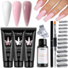 Picture of Fcozpjk Poly Nail Gel Kit, White Mauve Nude Pink Builder Nail Gel Kit With Slip Solution Dual Nail forms Nail Clips for Poly Gel Nail Starter Kit Extension Manicure Set