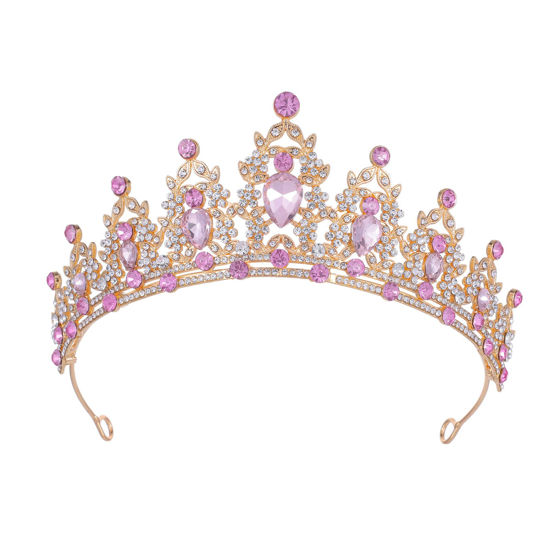 Picture of Kamirola - Gold Pink Queen Crowns and Tiaras Crowns for Princess Women and Girls Crystal Headbands for Bridal, for Princess Wedding and Party